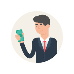 Vector illustration of a businessman holding money