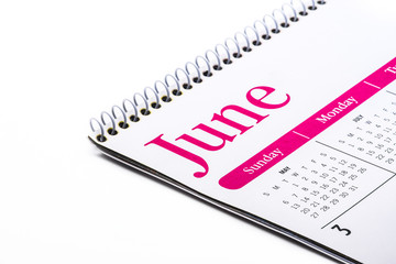 Desk top calendar June close up on white background - Powered by Adobe