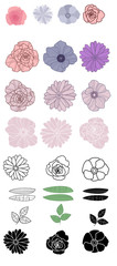 Set of different flowers