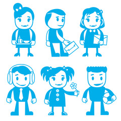 Different characters in blue color