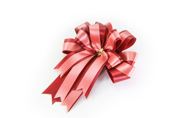 Red bow on a white background