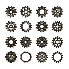 Set of gears on a white background. Vector illustration.