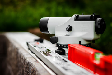 Important surveying on the construction site