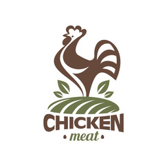 Fototapeta premium cockerel and chicken logo template, stylized vector symbol