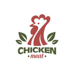 cockerel and chicken logo template, stylized vector symbol