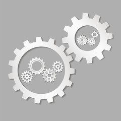 Set of gears on a gray background. Vector illustration.