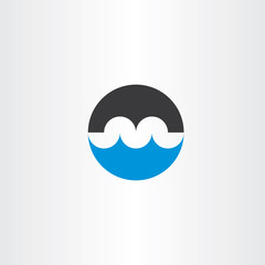 bridge and water wave logo letter m icon vector