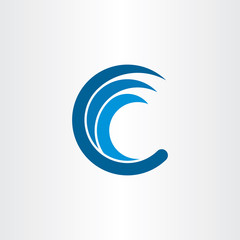 c letter logo water wave blue icon vector