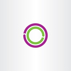 circle o letter logo purple green vector icon