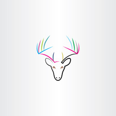 colorful deer icon drawing vector