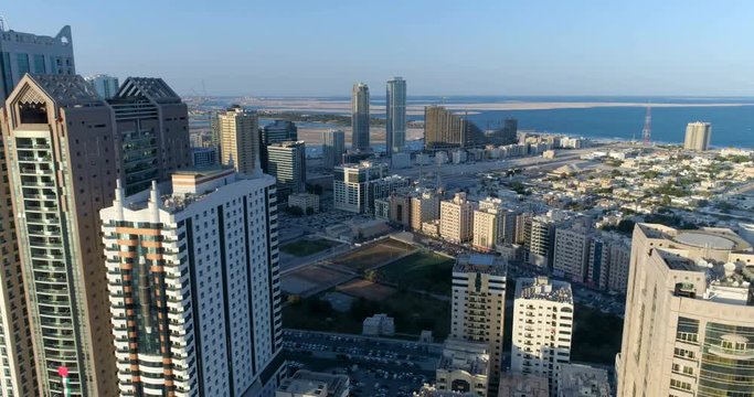 Panorama of the city from a bird's-eye view. Sharjah.
