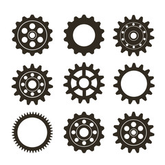 Set of gears on a white background. Vector illustration.
