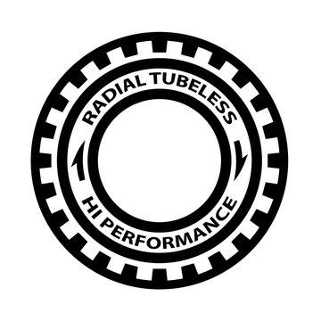 radial tubeless hi performance tyre symbol vector