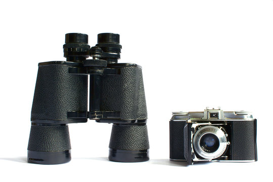 Macchina Fotografica Vecchia e Canocchiale Vintage Camera and Telescope