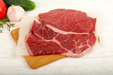 Raw beef steak