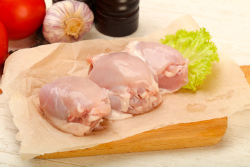 Boneless raw chicken thighs
