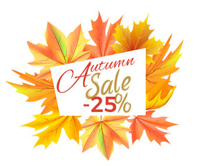 Autumn Sale -25 off Icon Vector Illustration