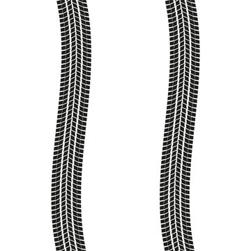 Tire tracks isolated on white background. Winding Tyre prints. Vector illustration.