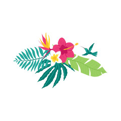Floral tropical leaves