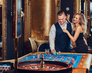 Man and woman in a casino.