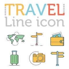 Travel line icons concept