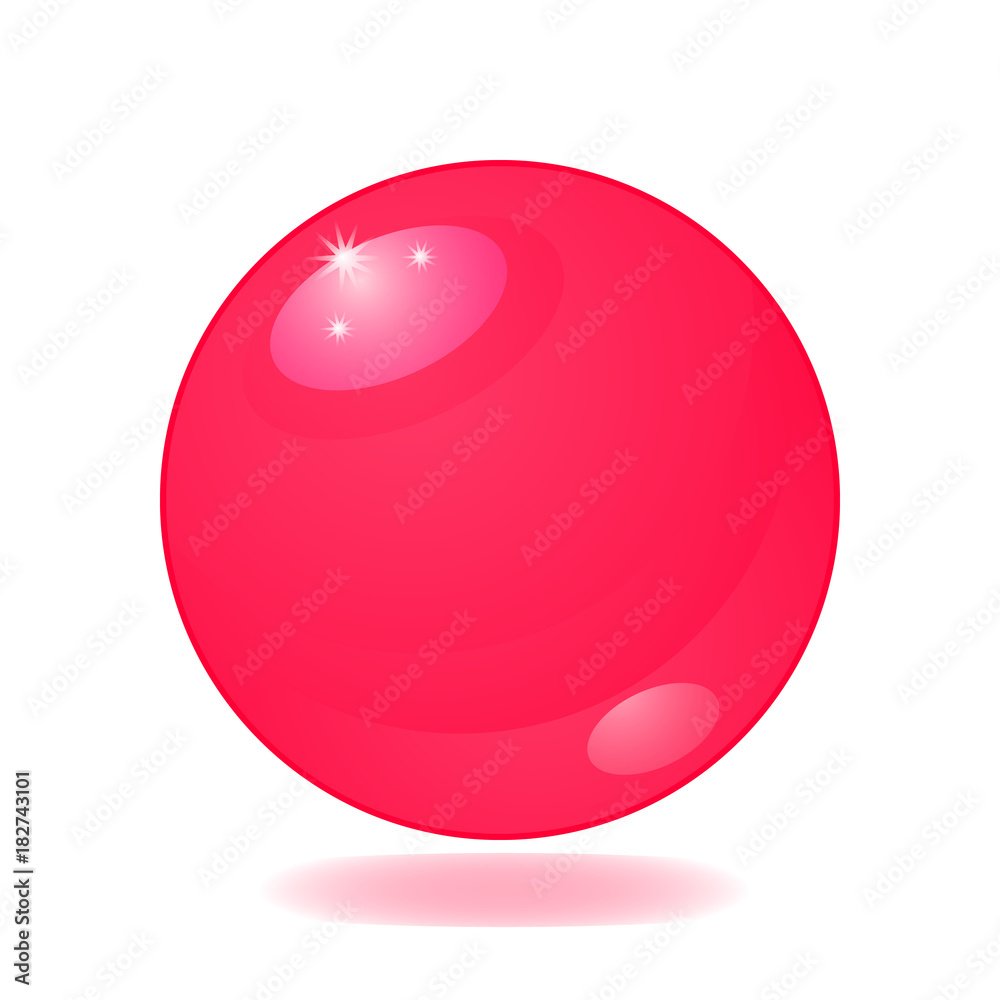 Poster flat simple image with red magic ball isolated on white background with shadow. colorful picture wit