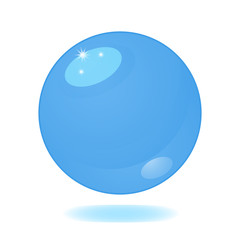 Flat simple image with Magic blue ball isolated on white background with shadow. Colorful picture with glass object. Vector illustration with fortune-telling attribute. Mystical and mysterious object.