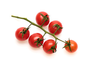 Cherry tomatoes isolated on white background.