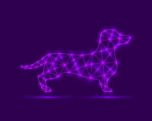 Abstract dog. Vector dog. Neon dog.