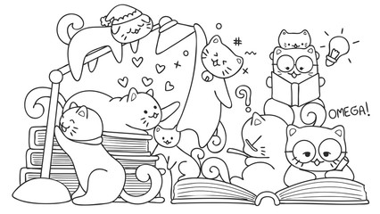 Obraz premium Cats read books