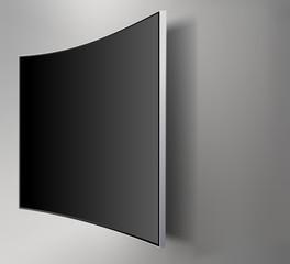 Black LED tv television screen blank on walll background