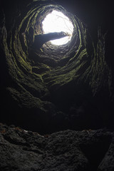 hole in the cave of the robbers on the Etna volcano