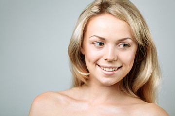 Teen girl beauty face happy smiling