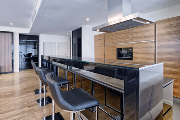 Interior design modern kitchen in the new house.
