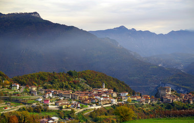 Fototapeta na wymiar Tenno Village in Trento, Italy, Europe