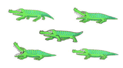 walking crocodile illustration