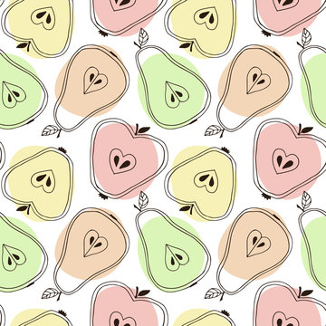 Seamless pattern with apples and pears. For wallpapers and kids textile and fabric.