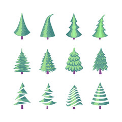 Christmas tree icons set