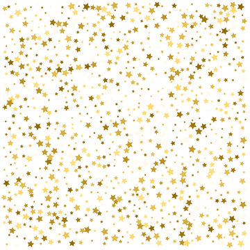 Gold star background on white. Golden abstract decoration.