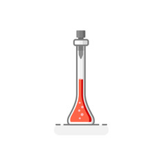 Scientific Flask with chemical liquid -  Laboratory glassware icon 3. Flat design concept. Vector illustration.