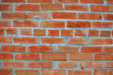 Wall from a red brick - background, texture. Brickwork