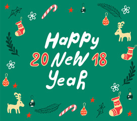 Fototapeta premium Happy New Year lettering Greeting Card.