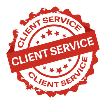 Client Service red text  round stamp design