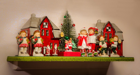 Beautiful christmas postcard with colorful xmas decorations