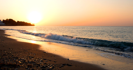 Dawn. Mediterranean sea. Estepona, Coste del Sol, Andalusia, Spain.