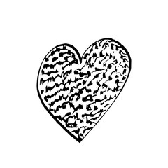 Hand drawn textured heart symbol on isolated background. Love, valentine's day, wedding, engagement, romatic sign, element, doodle, sketch in rough freehand style.