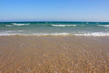 Atlantic Ocean. Relaxing summer view. Tropical landscape. Beach Bologna, Tarifa, Spain.
