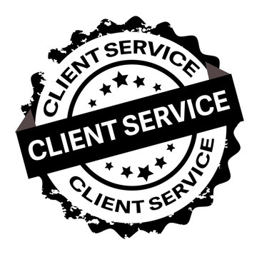 Client Service black text  round stamp design
