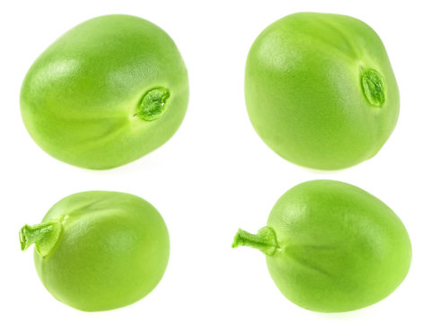 Green peas set isolated on a white background