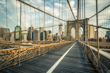 Famous Brooklyn Bridge in the morning